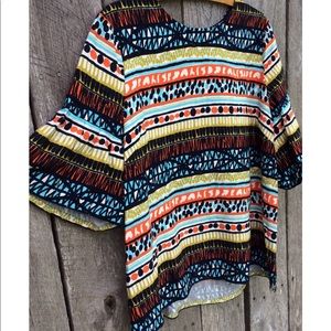 🐠JADE by Melody Tam🐠 Colorful Retro-Print Blouse